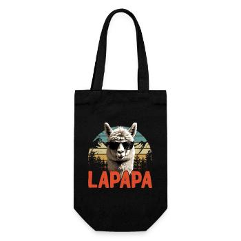 Lapapa Lustiger Lama Papa Perfekter Style - Geschenkbeutel für Flaschen - Schwarz - Vorne