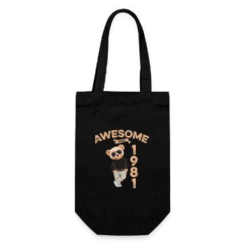 1981 Geburtstag Cool Teddy Bär Awesome since - Geschenkbeutel für Flaschen - Schwarz - Vorne