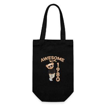 1980 Geburtstag Cool Teddy Bär Awesome since - Geschenkbeutel für Flaschen - Schwarz - Vorne