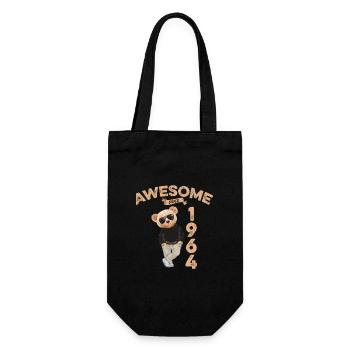 1964 Geburtstag Cool Teddy Bär Awesome since - Geschenkbeutel für Flaschen - Schwarz - Vorne