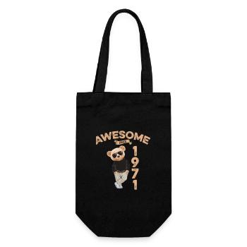 1971 Geburtstag Cool Teddy Bär Awesome since - Geschenkbeutel für Flaschen - Schwarz - Vorne