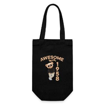 1958 Birthday Cool Teddy Bear Awesome since - Gift Bag for Bottles - black - Front