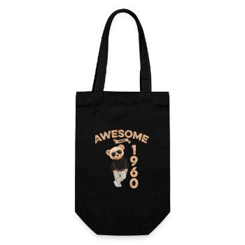 1960 Geburtstag Cool Teddy Bär Awesome since - Geschenkbeutel für Flaschen - Schwarz - Vorne