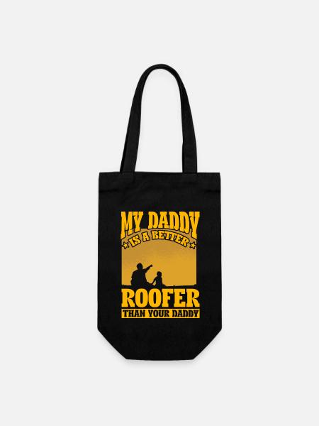 Mein Papa ist ein besserer Dachdecker als dein Papa - Geschenkbeutel für Flaschen - Schwarz
