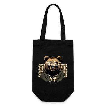 Bären Vater Lustiger Vater Perfekter Style - Geschenkbeutel für Flaschen - Schwarz - Vorne