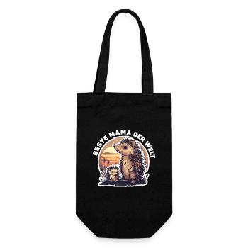 Mama Mutter Beste Mama der Welt Igel Spruch - Geschenkbeutel für Flaschen - Schwarz - Vorne
