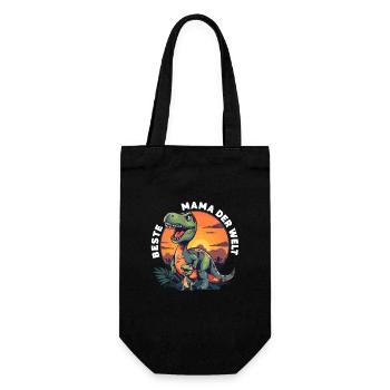 Dinosaurier Mama Beste Mama der Welt Spruch - Geschenkbeutel für Flaschen - Schwarz - Vorne