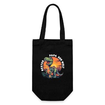 Papa Dinosaurier Bester Papa der Welt Spruch - Geschenkbeutel für Flaschen - Schwarz - Vorne