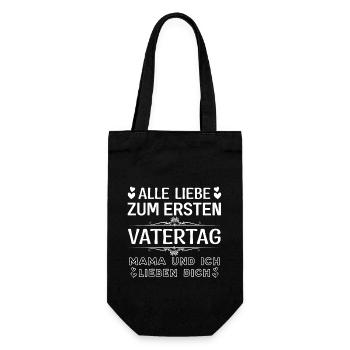 Alles Liebe Zum Ersten Vatertag Papa Baby - Geschenkbeutel für Flaschen - Schwarz - Vorne