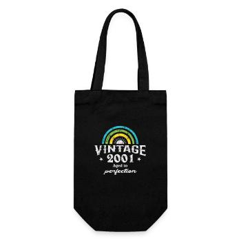 2001 Birthday Vintage Rainbow Sun - Gift Bag for Bottles - black - Front