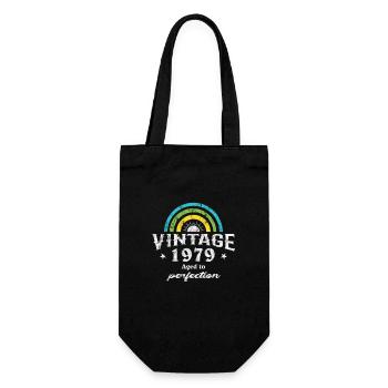 1979 Birthday Vintage Rainbow Sun - Gift Bag for Bottles - black - Front