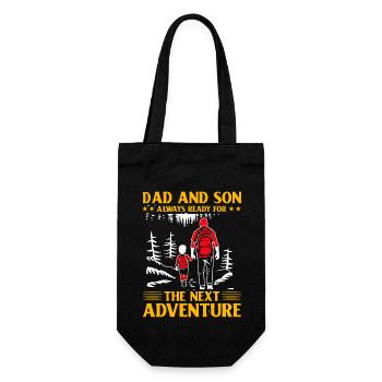 Dad and Son always ready for the next adventure - Gift Bag for Bottles - black - Front
