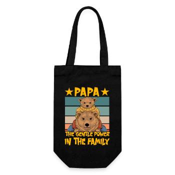 Papa, die sanfte Kraft in der Familie - Geschenkbeutel für Flaschen - Schwarz - Vorne