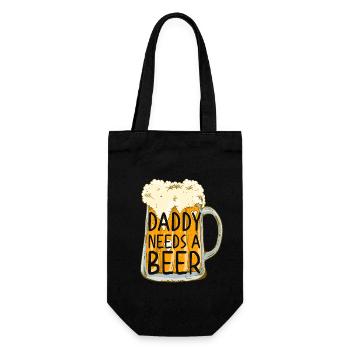 Daddy Braucht Bier Lustiger Vater Perfekter Style - Geschenkbeutel für Flaschen - Schwarz - Vorne