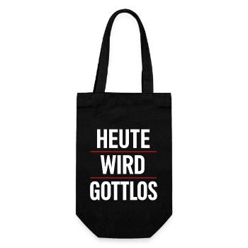 Heute wird gottlos gesoffen Lustig Alkohol Bier - Geschenkbeutel für Flaschen - Schwarz - Vorne