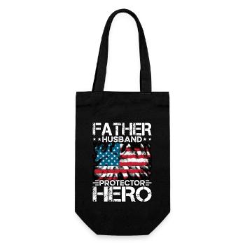 Father Husband Protector Hero - Gift Bag for Bottles - black - Front