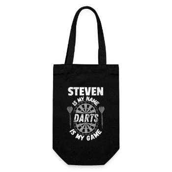 Namensshirt für Darts-Fan Steven, vintage, cool - Geschenkbeutel für Flaschen - Schwarz - Vorne
