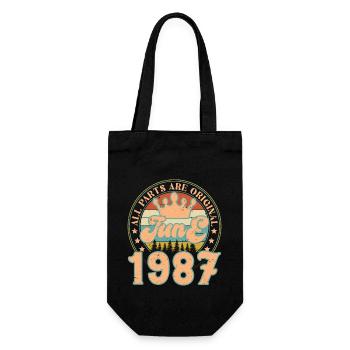 June 1987. June 1987 Birthday Gift. June - Gift Bag for Bottles - black - Front