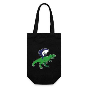 T-shirt T-Rex Requin Équitation Drôle Dinosaure Rider - Sac à bouteille - noir - Devant