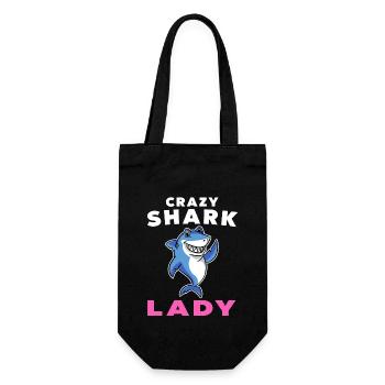 Crazy Shark Lady With Cute Smiling Shark Novelty - Gift Bag for Bottles - black - Front