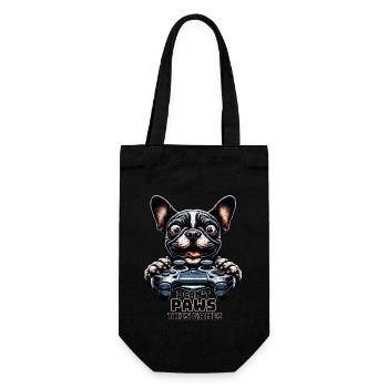 Dog gamers, Honden game freak French Bulldog - Gift Bag for Bottles - black - Front