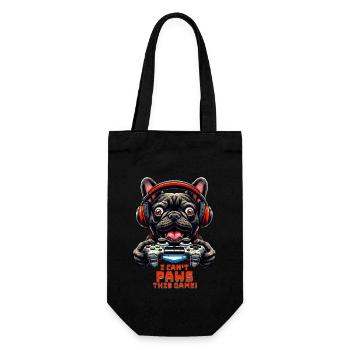 Französische Bulldogge Gamer mit Gamecontroller - Geschenkbeutel für Flaschen - Schwarz - Vorne