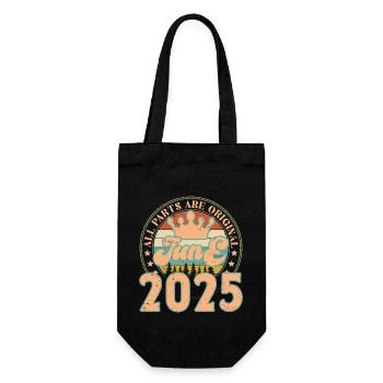 Juni 2025. Geburtstagsgeschenk Juni 2025. Juni - Geschenkbeutel für Flaschen - Schwarz - Vorne