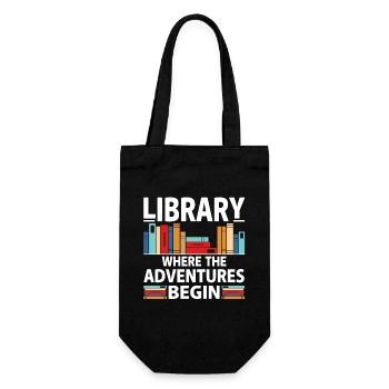 Bibliothek Wo Die Abenteuer Beginnen - Farbiges - Geschenkbeutel für Flaschen - Schwarz - Vorne