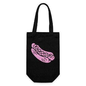 Hot Dog Adult Pink Diamonds - Geschenkbeutel für Flaschen - Schwarz - Vorne