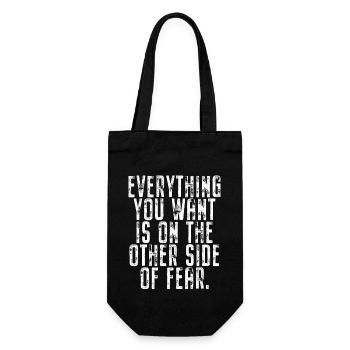 Everything You Want Motivation Gegen Komfortzone - Geschenkbeutel für Flaschen - Schwarz - Vorne