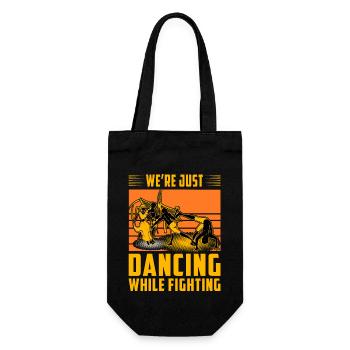 We're just dancing while fighting - Gift Bag for Bottles - black - Front