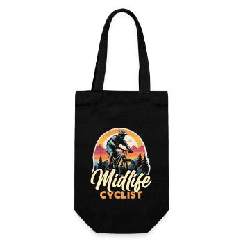 Midlife Cyclist Bike Racer Mountain Biking Cyclist - Gift Bag for Bottles - black - Front