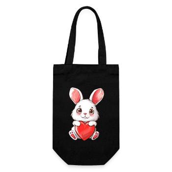Adorable Bunny Holding Heart Illustration for - Geschenkbeutel für Flaschen - Schwarz - Vorne