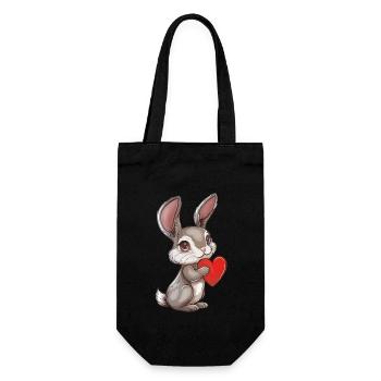 Adorable Bunny Holding Heart - Cute Rabbit - Gift Bag for Bottles - black - Front