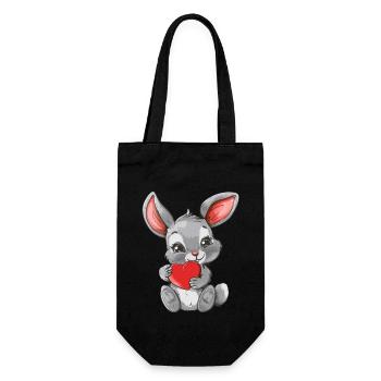 Adorable Bunny Holding Heart - Cute Animal Art - Geschenkbeutel für Flaschen - Schwarz - Vorne