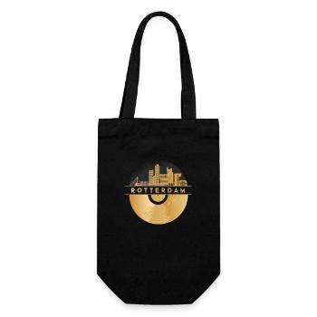 Vinyl Record Skyline-Netherlands-Rotterdam - Gift Bag for Bottles - black - Front