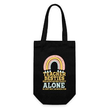Teacher Besties Because Going Crazy - Gift Bag for Bottles - black - Front
