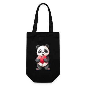 Cute Panda Holding Heart for Animal Lovers - Geschenkbeutel für Flaschen - Schwarz - Vorne