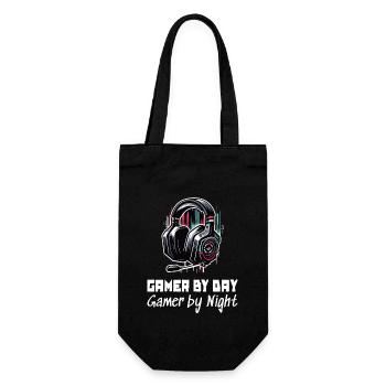 Gamer by day and by night Gaming Schlafshirt - Geschenkbeutel für Flaschen - Schwarz - Vorne