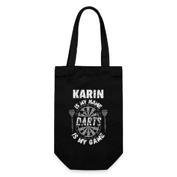 Personalised Darts T-Shirt for Karin - Gift Bag for Bottles - black - Front