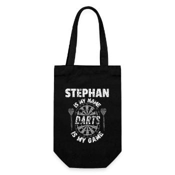 Personalised Darts T-Shirt for Stephan - Gift Bag for Bottles - black - Front