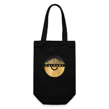 Vinyl Record Music Skyline-Canada-Calgary - Gift Bag for Bottles - black - Front