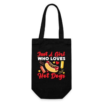 Hot Dog Adult Girl Just A Girl Who - Geschenkbeutel für Flaschen - Schwarz - Vorne