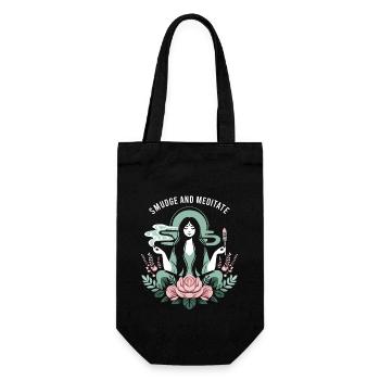 Smudge Sage Feather Spiritual Witchcraft Meditate - Gift Bag for Bottles - black - Front