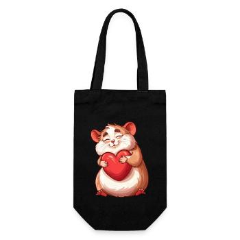Adorable hamster étreignant l’illustration du coeur rouge - Sac à bouteille - noir - Devant