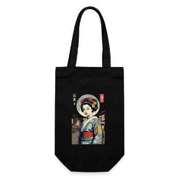 Kunoichi Ninja Geisha Samurai Kunst Anime - Geschenkbeutel für Flaschen - Schwarz - Vorne