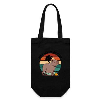 Cute Don't be Worry, Be Cappy Capybara - Gift Bag for Bottles - black - Front
