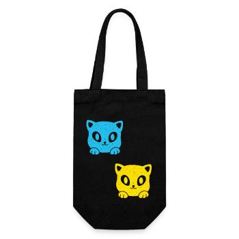 Katzen Retro 80er Ukraine Vintage Tierschutz Katze - Geschenkbeutel für Flaschen - Schwarz - Vorne