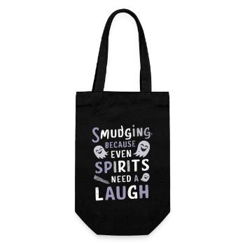 Smudge Sage Feather Spiritual Witchcraft Meditate - Gift Bag for Bottles - black - Front