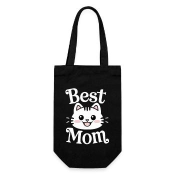 Best Mom Cute Cat Face Adorable Art - Gift Bag for Bottles - black - Front